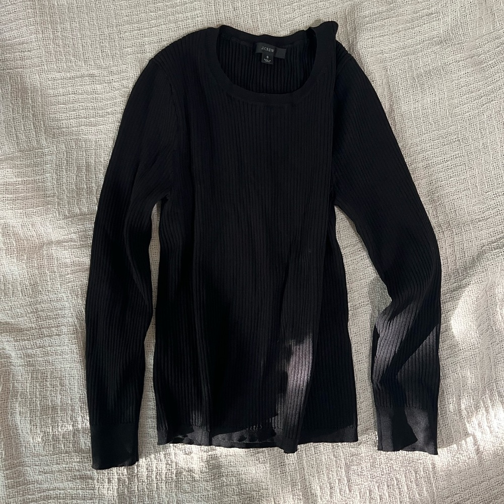 JCREW Black Ribbed Long Sleeve Top